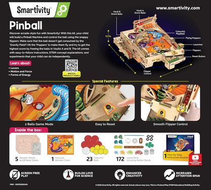 Image 3 of Smartivity DIY Pinball Machine Toy For Ages 8-99 Year Old Award Winning Arcade Game For Boys & Girls