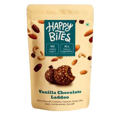 Image 1 of 150 gm / Pack of 1 for the product Happy Bites Vanilla Chocolate Laddoo