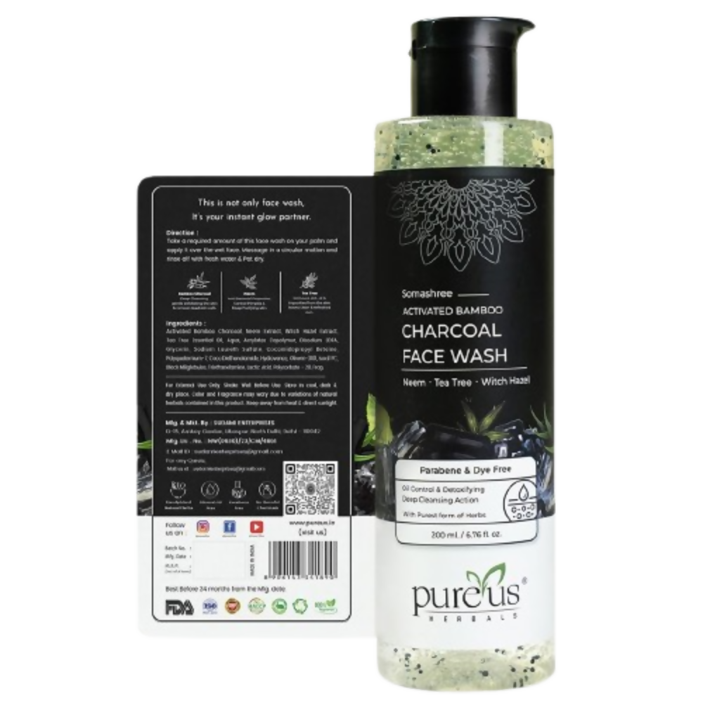 Image 2 of Pureus Herbals Somashree Activated Bamboo Charcoal Face Wash