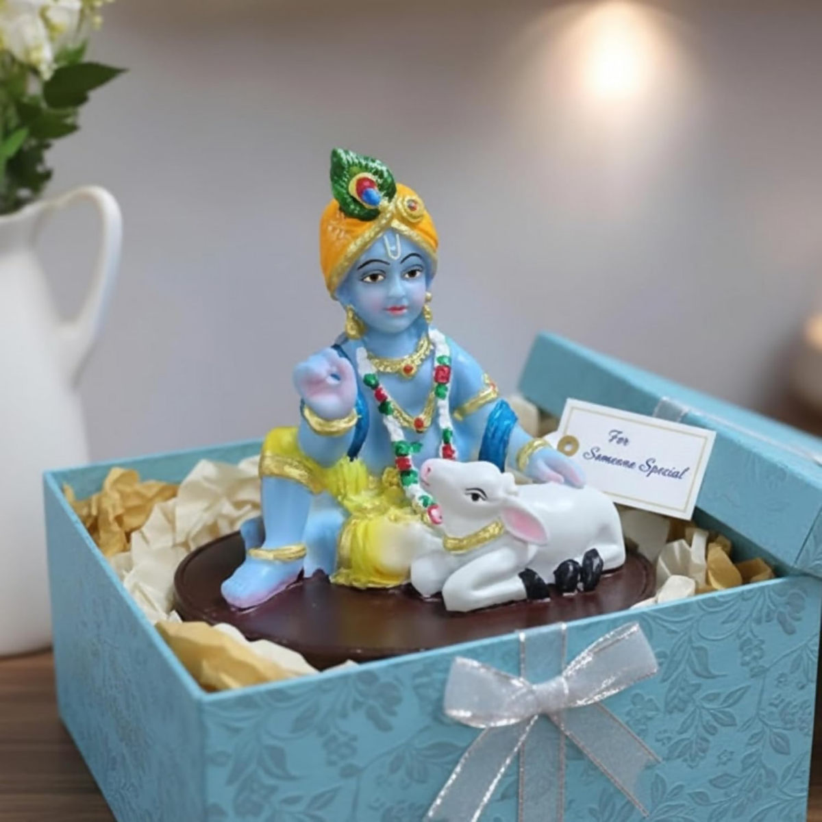 Image 4 of Krishna Laddu Gopal Murti with Cow