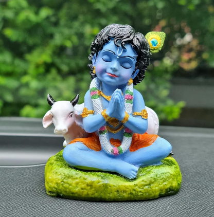 Image 2 of Krishna Laddu Gopal Murti with Cow