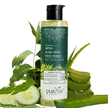 Image 1 of 200 ml / Pack of 1 for the product Pureus Herbals Somashree Neem Aloe Vera Face Wash