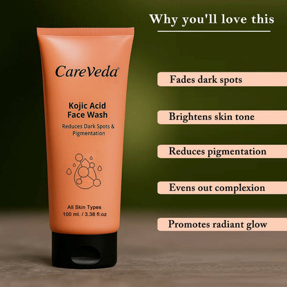 Image 7 of CareVeda Kojic Acid Face Wash For Reduces Dark Spots & Pigmentation Suitable For All Skin Types