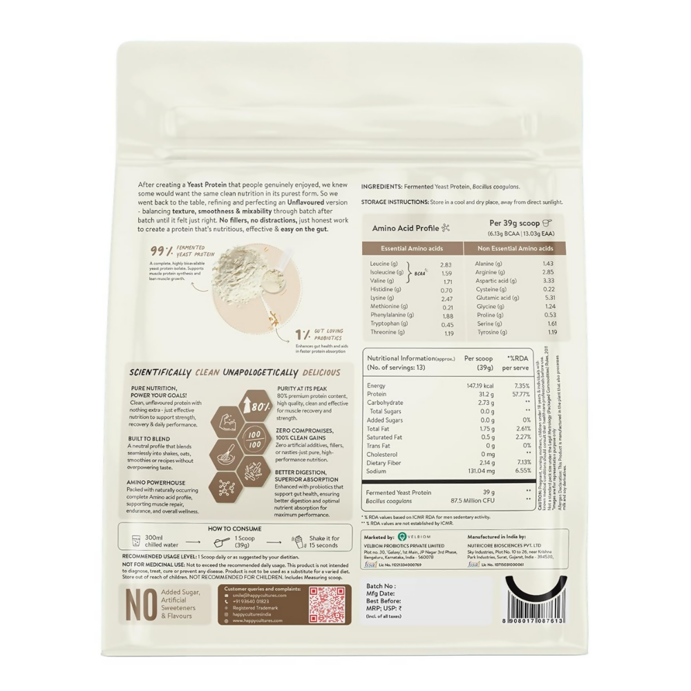 Image 6 of Happy Cultures 31g Unflavoured Yeast Protein Isolate