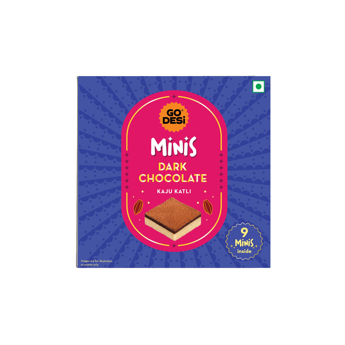 Image 1 of Go desi Minis: Dark Chocolate Kaju Katli | 9 pieces
