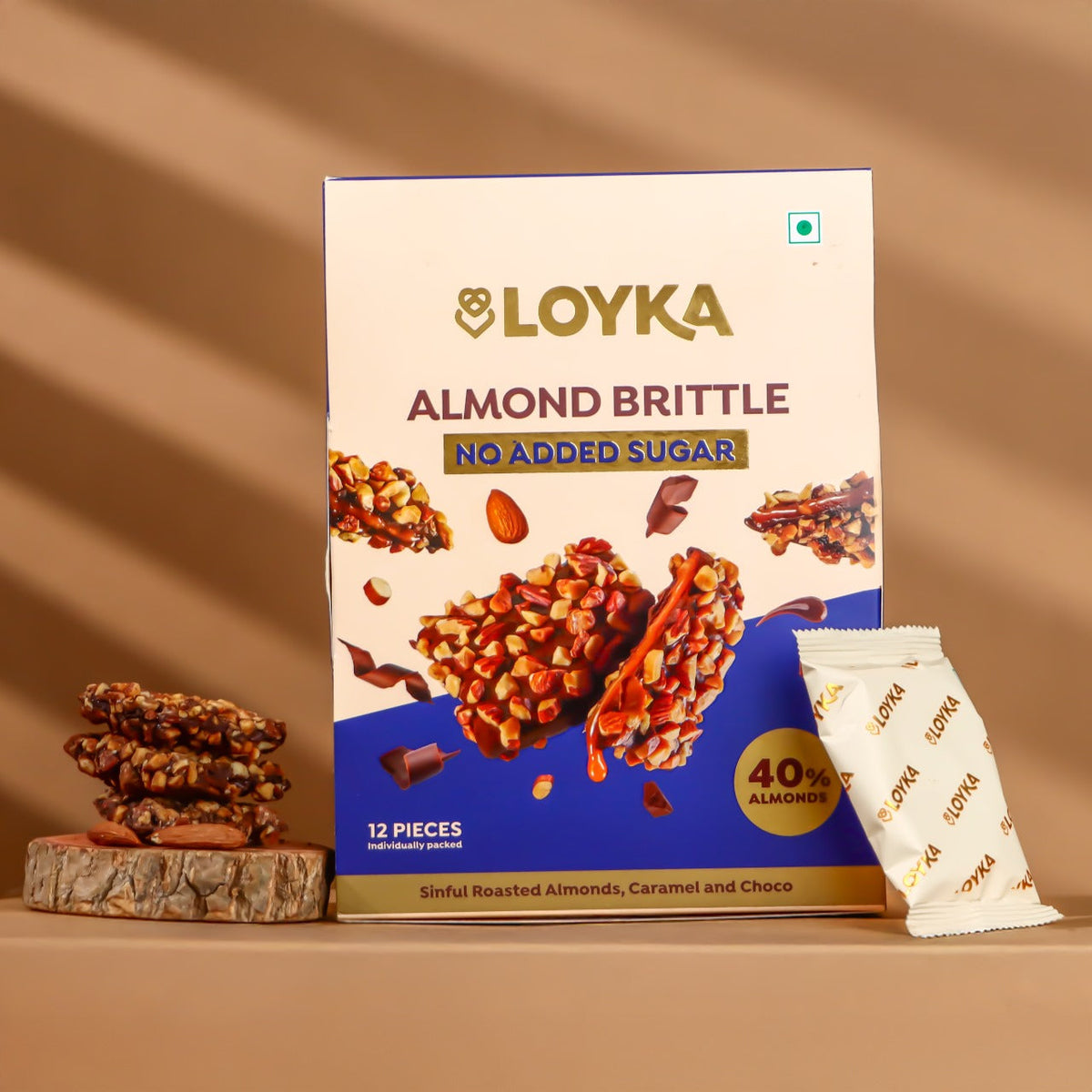 Image 3 of Loyka Almond Brittle 12 pcs Box (No Added Sugar)
