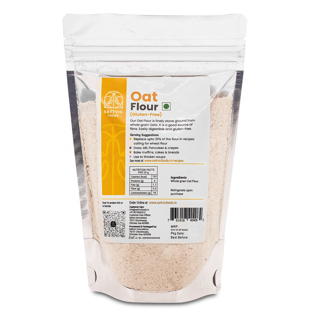 Image 8 of Sattvic Foods Oat Flour | Stone-Ground, Whole-Grain & Gluten-Free