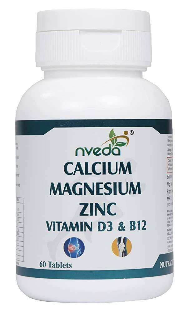 Image 1 of 60 tabs / Pack of 1 for the product Nveda Calcium Magnesium Zinc Vitamin D3 & B12 Tablets