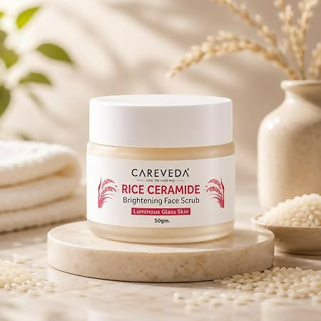 Image 1 of 50 gm / Pack of 1 for the product CareVeda Rice Ceramide Brightening Face Scrub for Luminous Glass Skin – with Coffee, Walnut & Sugar – Deep Cleansing & Texture Refining