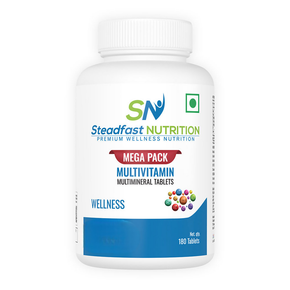Image 1 of 180 tabs for the product Steadfast Nutrition Multivitamin Mega Pack Minerals Vitamins Omega-3 Fatty Tablets