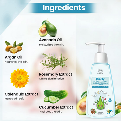 Image 2 of The Natural Wash Moisturising Baby Body Lotion With Avocado Oil & Calendula Oil