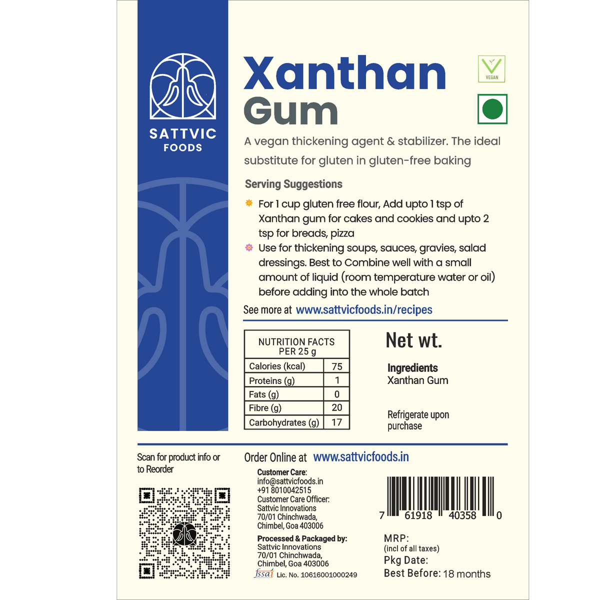 Image 6 of Sattvic Foods Xanthan Gum (Gluten-free/Vegan thickening)