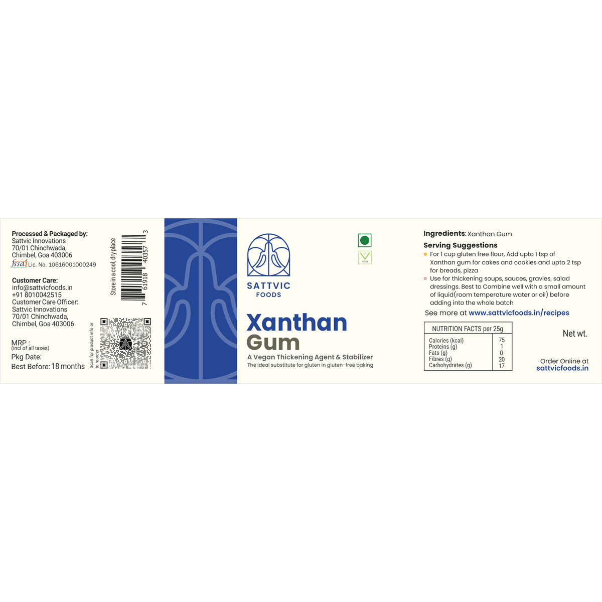 Image 7 of Sattvic Foods Xanthan Gum (Gluten-free/Vegan thickening)