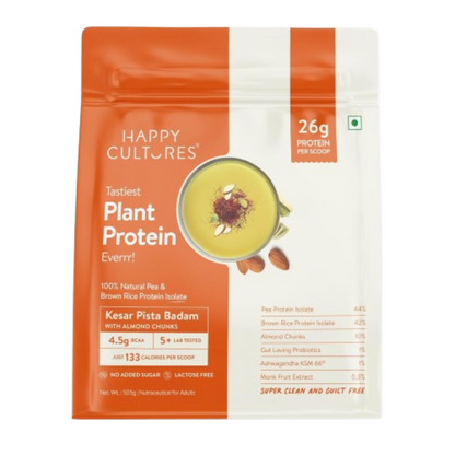 Image 1 of Happy Cultures 26g Tastiest Plant Protein| Kesar Badam Pista
