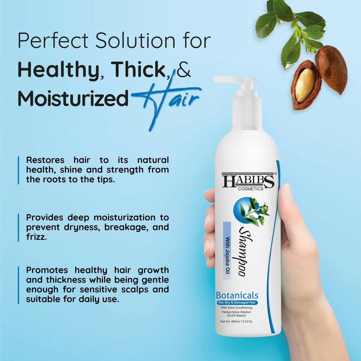 Image 3 of Habibs Professional Hair Shampoo with Jojoba Oil Botanicals For Anti Hair Fall