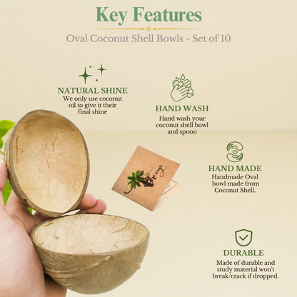 Image 4 of Thenga Natural Oval Coconut Shell Bowls