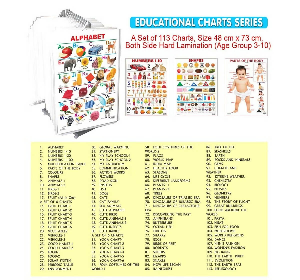 Image 2 of Dreamland Educational Charts - Combo 2 (10 Charts) : Children Early Learning Laminated Chart