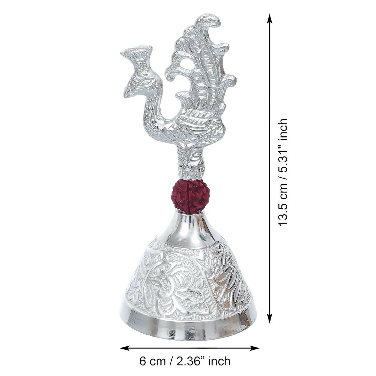 Image 3 of Webelkart Premium HandiCrafted Peacock Silver Plated Pooja Bell