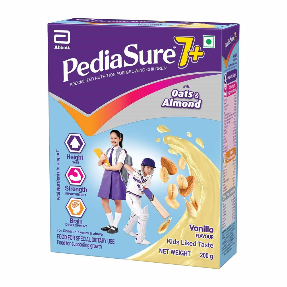 Image 1 of 200 gm for the product Pediasure 7 Plus Oats & Almond Nutrition Drink Powder Vanilla Flavour