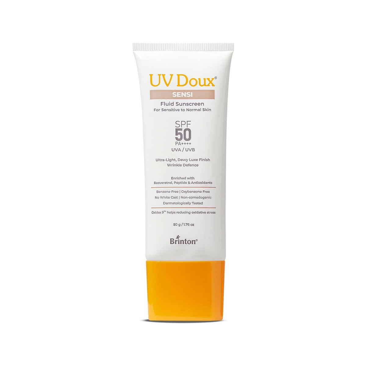 Image 1 of 50 gm / Pack of 1 for the product Brinton Uv Doux Sensi Fluid Sunscreen