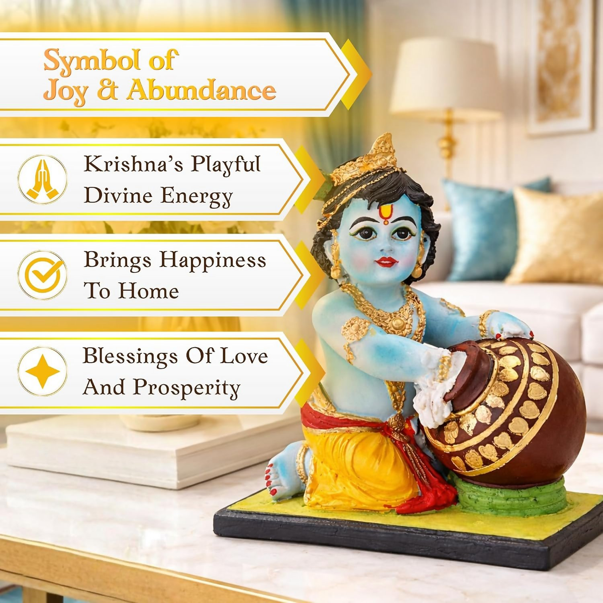 Image 3 of Bal Krishna Idol with Butter Pot - Blue