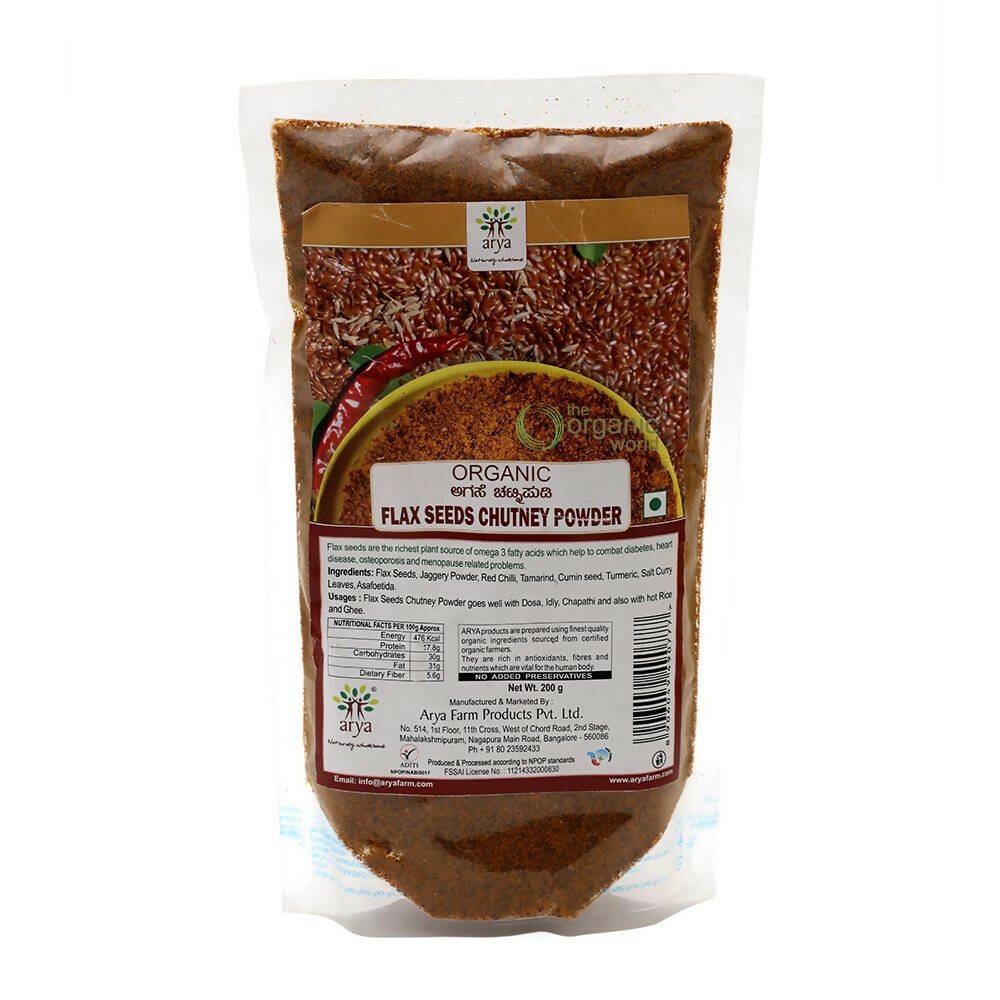 Image 1 of 200 gm / Pack of 1 for the product Arya Farm Flax Seeds Chutney Powder