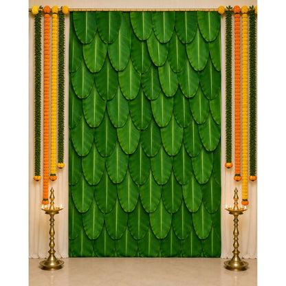 Image 1 of Default Title for the product Sri Yagnaa Decoration M 10 – Banana Leaf Pooja Backdrop Cloth 5 x 8 Ft