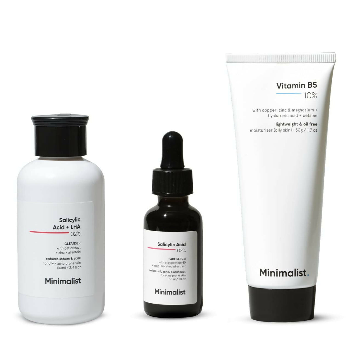 Image 1 of Minimalist Anti-Acne Kit, Skincare Routine Kit - Face Wash, Moisturizer, and Serum