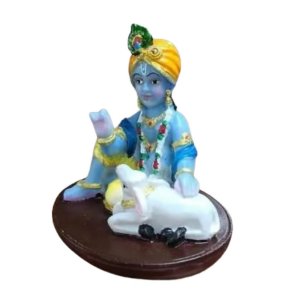 Image 1 of Default Title for the product Krishna Laddu Gopal Murti with Cow