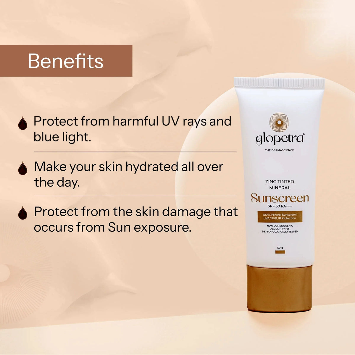 Image 4 of Glopetra Zinc Tinted Mineral Sunscreen Spf 50 Pa+++