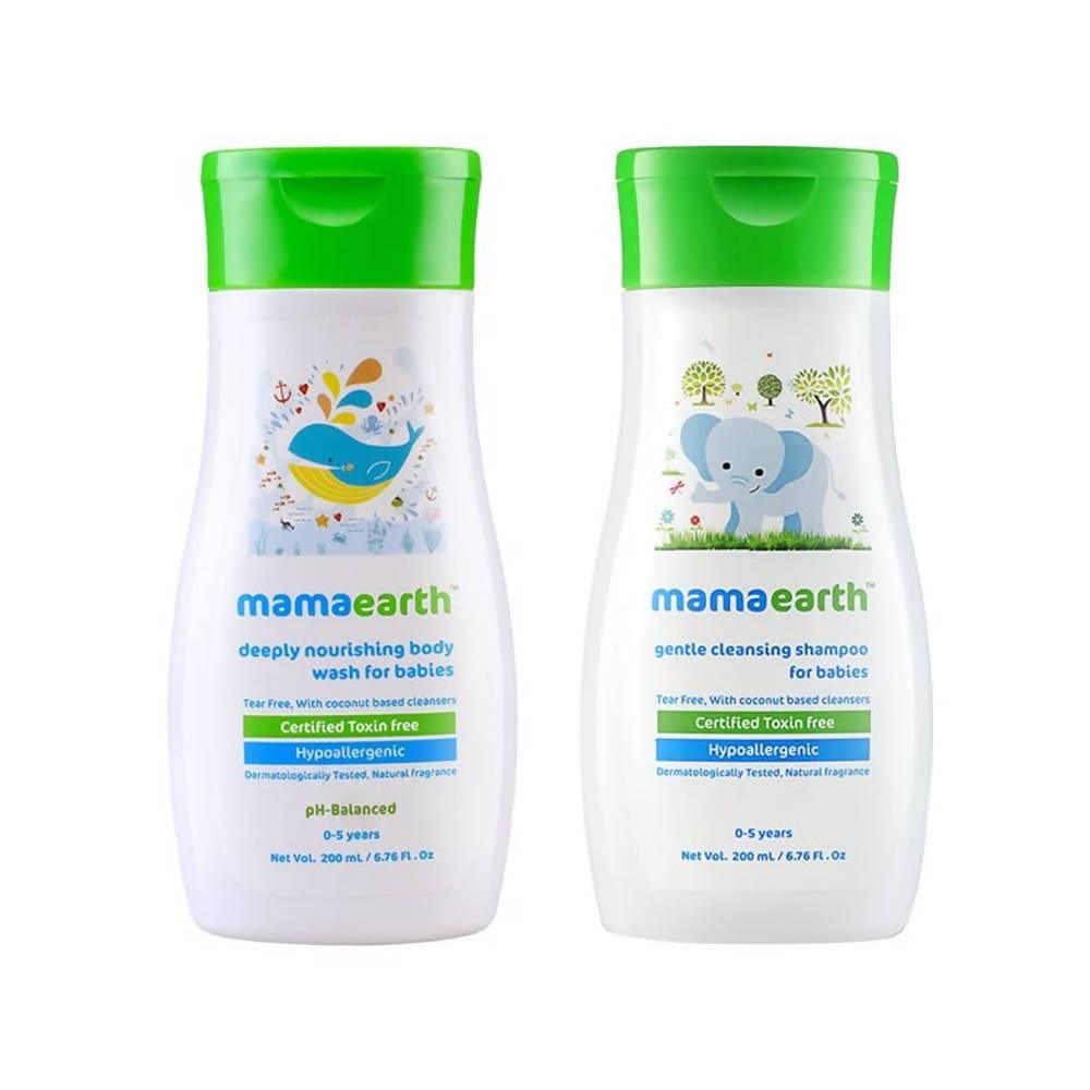 Image 1 of Mamaearth Deeply Nourishing Body Wash And Gentle Cleansing Shampoo For Babies (200ml+200ml)