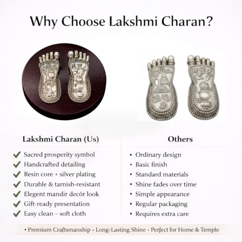 Image 7 of Dev Aastha 999 Silver Plated Lakshmi Charan Paduka, Diwali Decoration for Home, 3 Inch