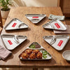 Image 1 of Default Title for the product HAZEL Triangle Snack Plate Stainless Steel 2 in 1 Section Plate Set of 6