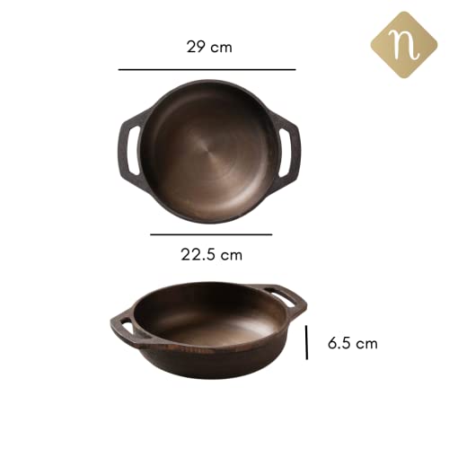 Image 2 of Nestasia Cast Iron Flat Base Kadai with Handles (9-inch)