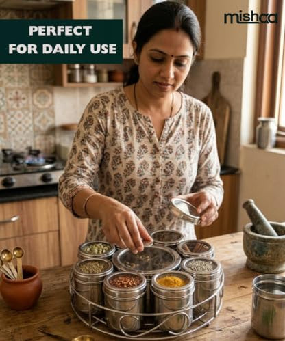Image 4 of Mishaa Steel Multipurpose Storage Containers 130ml Each Airtight (12IN1 WIRESTAND)