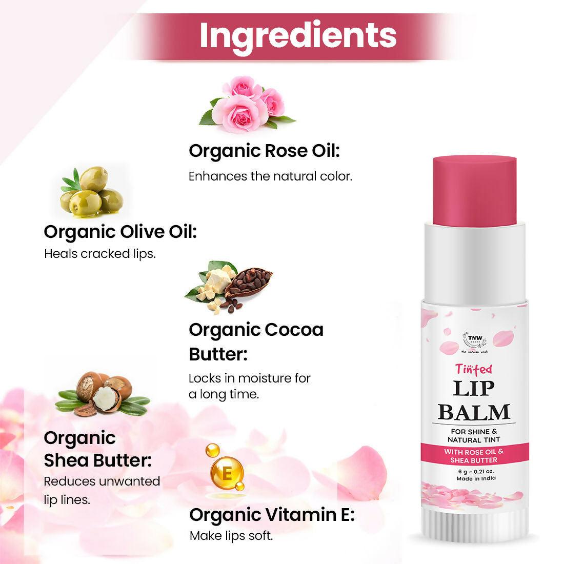 Image 3 of The Natural Wash Moisturizing Rose Tinted Lip Balm Shine & Natural Tint