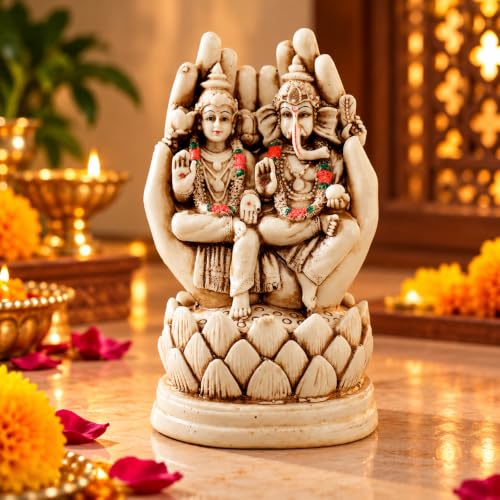 Image 1 of Default Title for the product TIED RIBBONS Decorative Lakshmi Laxmi Ganesh Murti Idol Statue Showpiece 15 cm x 9 cm
