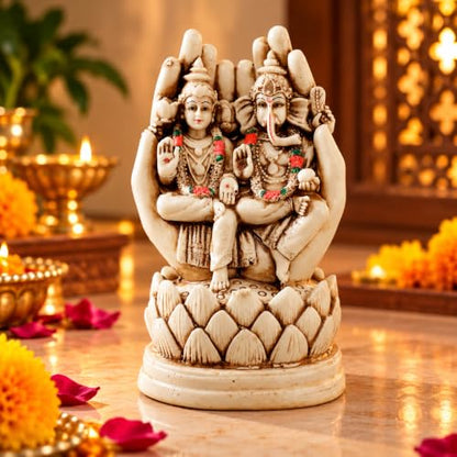 Image 1 of Default Title for the product TIED RIBBONS Decorative Lakshmi Laxmi Ganesh Murti Idol Statue Showpiece 15 cm x 9 cm