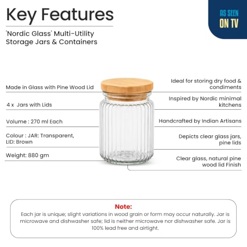 Image 7 of ExclusiveLane Basics Nordic Glass Airtight Glass Container for Kitchen Storage Set of 4 270 ml