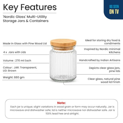 Image 7 of ExclusiveLane Basics Nordic Glass Airtight Glass Container for Kitchen Storage Set of 4 270 ml