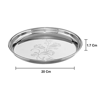 Image 5 of neelam Stainless Steel 9, 22 Gauge, Lazer Etching Buffet Plate, 20 cm, Set of 4