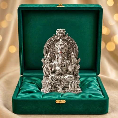 Image 1 of Default Title for the product Dev Aastha Ganesha Silver Plated Ganesh Idol