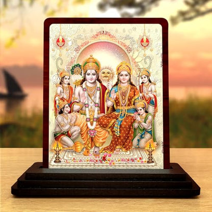 Image 1 of Default Title for the product Ram Darbar Printed Wooden Idol for Car Dashboard & Home Decor Shri Ram, Sita, Laxman & Hanuman Spiritual Showpiece for Office Desk - Religious Figurine for Protection & Gifting