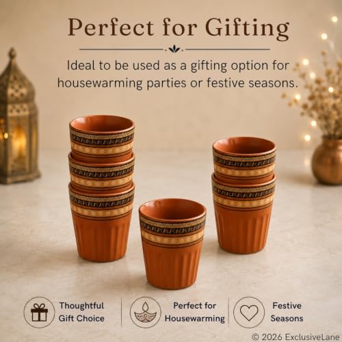 Image 7 of ExclusiveLane Terra Tones Ceramic Kullad Cups Set of 6 (120 ml)