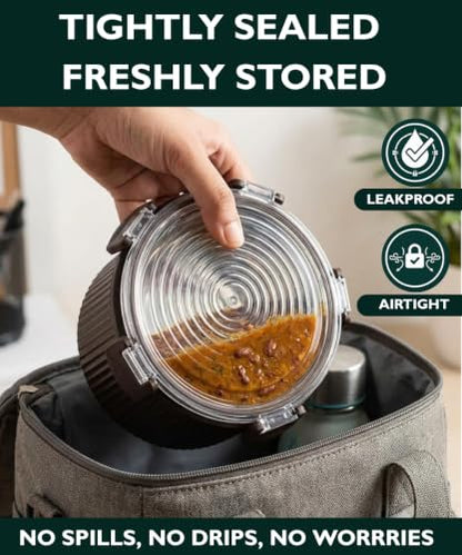 Image 3 of MARU Steel Tiffin Lunch Box Set of 2, 450ml Each