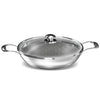 Image 1 of Default Title for the product Preethi Diva Collection Triply Stainless Steel Kadai with API Technology, 28 cm, Gas & Induction Compatible,with Glass Lid & Metal Spatula Friendly