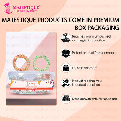 Image 7 of Majestique Spiral Hair Ties For Thick Hair Elastic Hair Coils Rubber Band- 5 Pcs (Multicolor)