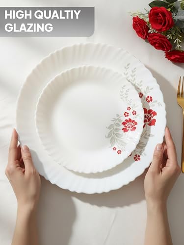 Image 4 of CELLO Scarlet Bliss Dazzle Series Opalware Dinner Set of 49 Pieces