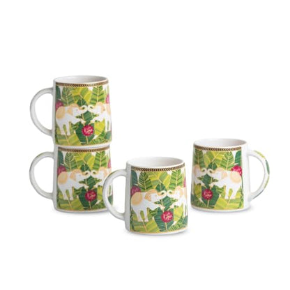 Image 2 of ExclusiveLane Gaj Bagh Decal Ceramic Coffee Mugs Set of 4 330 ml