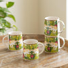 Image 1 of Default Title for the product ExclusiveLane Gaj Bagh Decal Ceramic Coffee Mugs Set of 4 330 ml